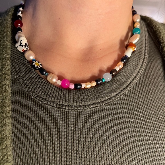 Mixed beads pearl necklace - Picture 6 of 9